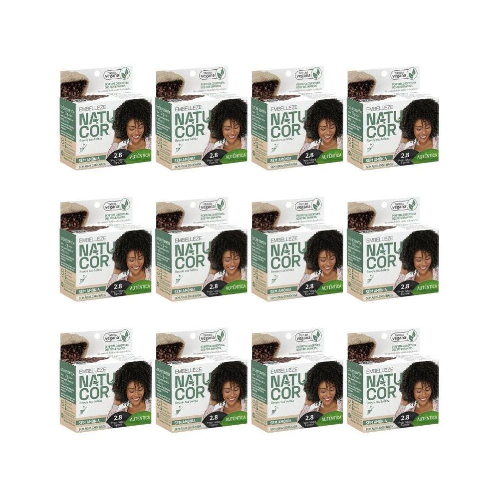 Coloraçao Natucor 2.8 Preto Tabaco-Kit C/12Un