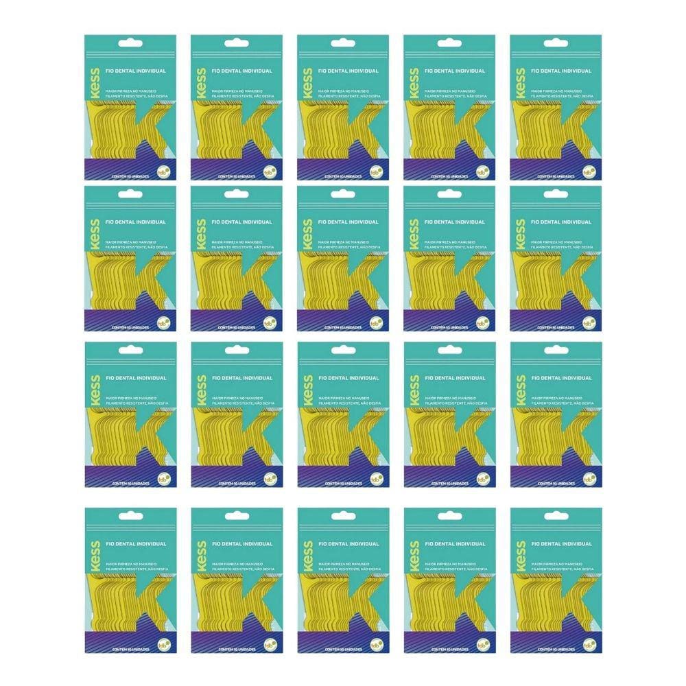 Kit C/20 Pacotes Fio Dental Individual Kess Belliz C/30 Un