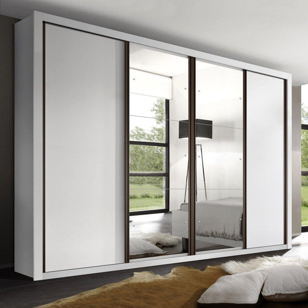 Guarda Roupa Casal com 6 Espelhos 4 Portas Zara Espresso Móveis Branco