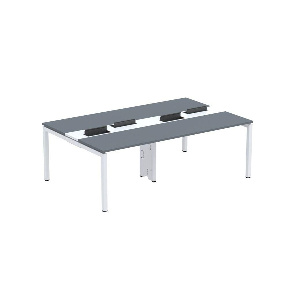 Mesa de Plataforma Dupla para 4 Pessoas Corporativa 110X140/4P Grafito/Branco