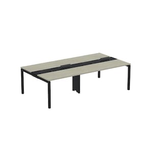 Mesa de Plataforma Dupla para 4 Pessoas Corporativa 130X140/4P PDC13/14/4P Nogueira Casablanca/Preto
