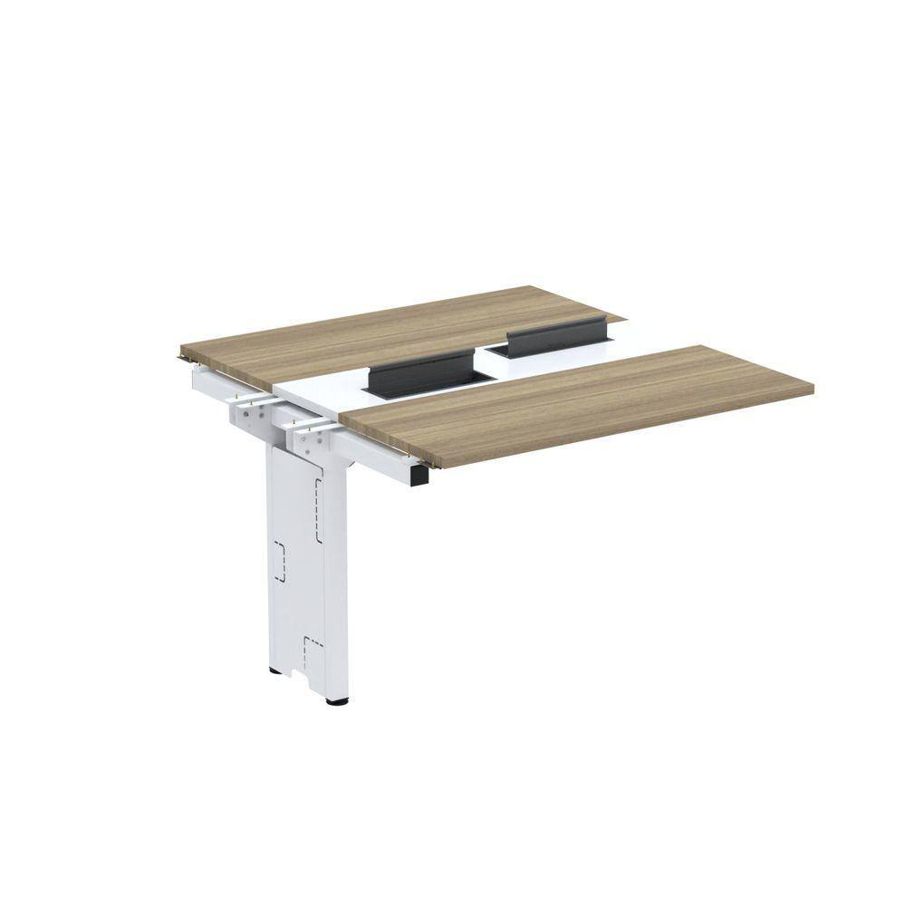 Complemento de Mesa Plataforma para Coworking para 2 Pessoas 130X140 Noce Naturalle/Branco