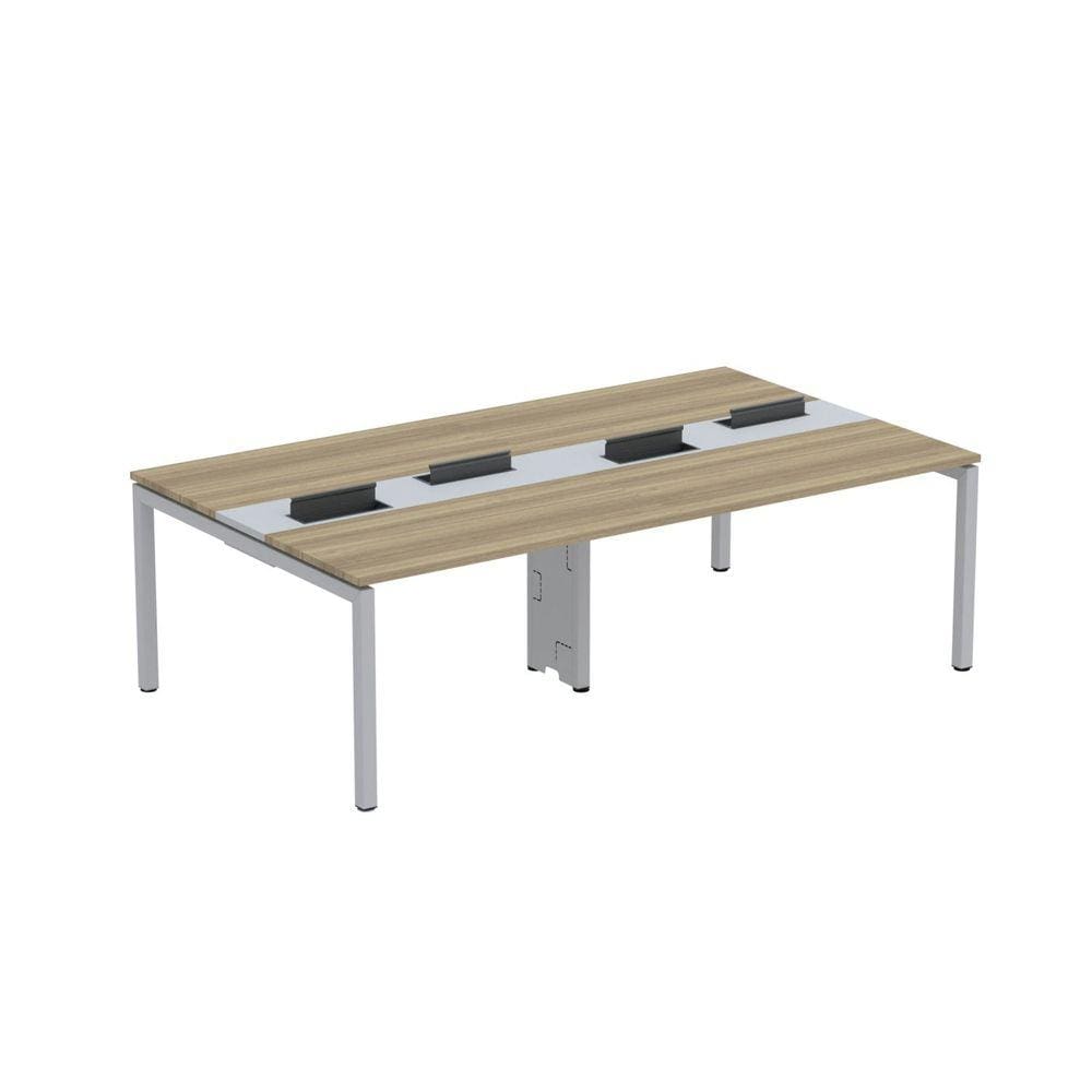 Mesa de Plataforma Dupla para 4 Pessoas Corporativa 120X140/4P PDC12/14/4P Noce Naturalle/Cinza