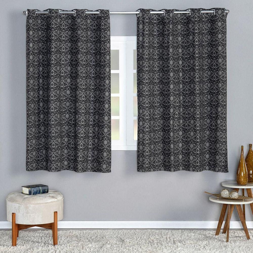 Cortina Sorento 4,00M X 2,50M Jacquard Sala Quarto Preto