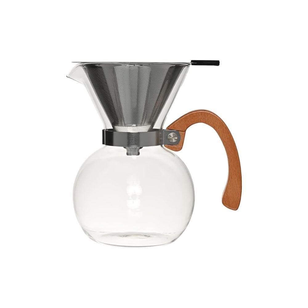 Passador Café Vidro Coador Alça Madeira 650ml Mimo Style