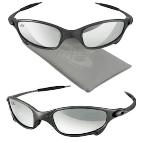 oculos sol proteção uv lupa cinza masculino metal + case lente laranja praia todo metal casual prata