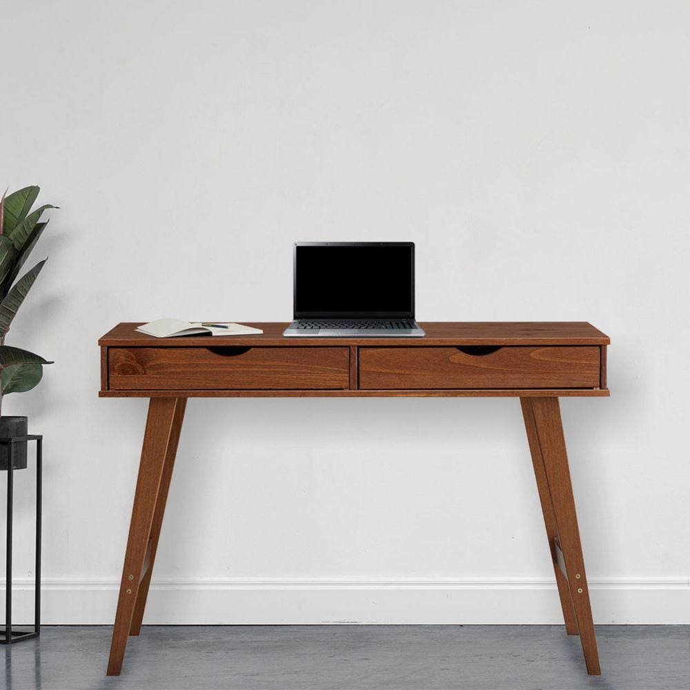 Mesa Escrivaninha Madeira 2 Gavetas Retro Milo