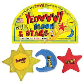 Brinquedo Catnip Cat YEOWWW! para gatos de interior e exterior com sol, lua,