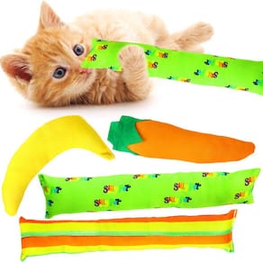 Pacote com 4 brinquedos Cat Kicker Toys Youngever, tecido de algodão com erva-dos-gatos