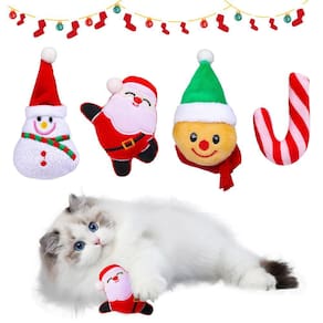 Conjunto de brinquedos Catnip de Natal YASUOA Santa/Boneco de Neve/Muleta/Chapéu/Caneta