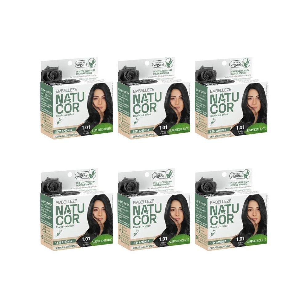 Coloraçao Natucor 1.01 Preto Carvao-Kit C/6Un