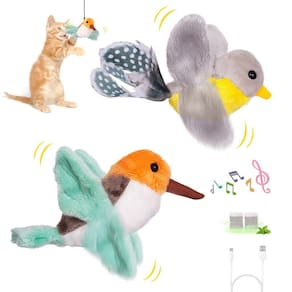 Brinquedos interativos para gatos HOSFROLL com pássaros batendo e som de pássaros
