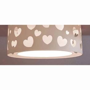Lustre Infantil Pendente Corações Duplo - Branco 30x16 Branco