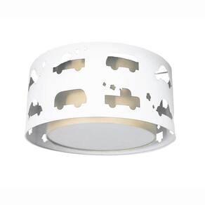 Luminária Infantil Plafon Carrinhos Crú 30x16 Cru/Branco