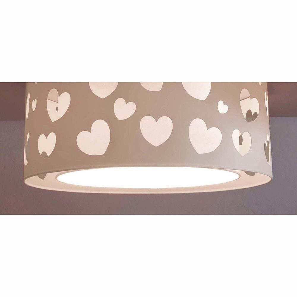 Lustre Infantil Pendente Corações Duplo - Branco 40x16 Branco