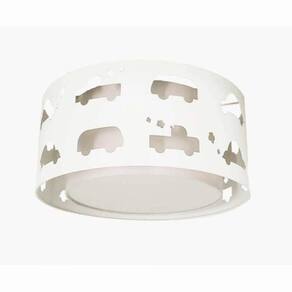Luminária Infantil Plafon Carrinhos Branco 30x16 Branco /Branco