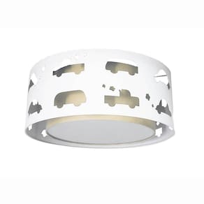 Luminária Infantil Plafon Carrinhos 40x16 Cru/Branco