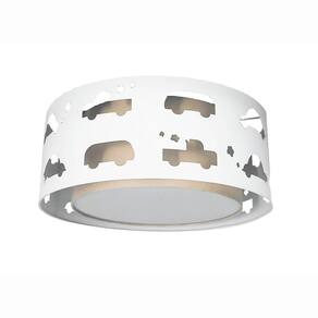 Luminária Infantil Plafon Carrinhos 40x16 CÁQUI /BRANCO