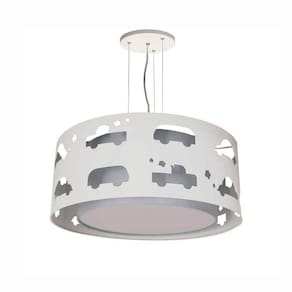 Lustre Infantil Pendente Recorte Carrinhos 50x16 Cinza