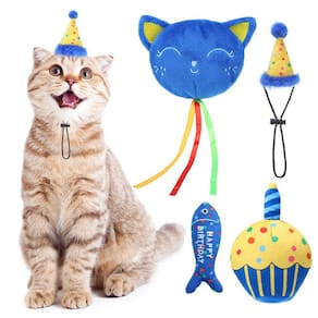 Cat Toy BINGPET Birthday Catnip Hat Cake Fish Balon Set