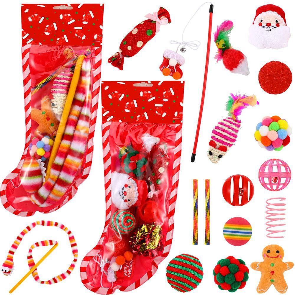 Brinquedos de Natal para gatos Stocking Civaner 18 peças para gatos