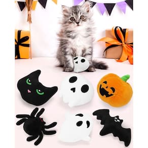 Brinquedos de erva-dos-gatos de Halloween CiyVolyeen 6 peças de pelúcia para gatos Chew Bite To