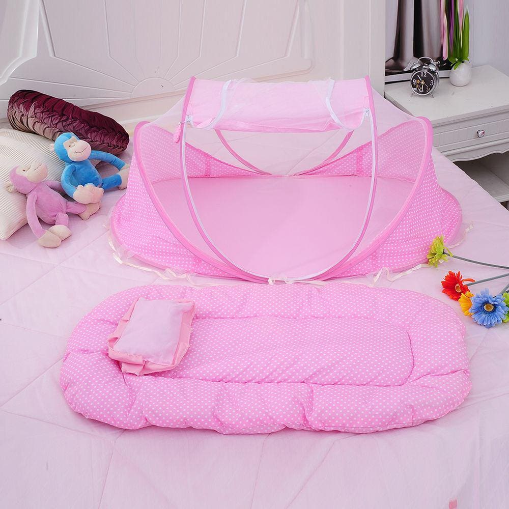 Berço Bebê Portátil Tenda Mosquiteiro Cama 3 Peças Menino e Menina
