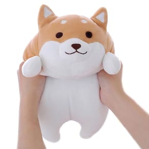 Almofada de pelúcia Shiba Inu Dog Corgi Akita 38 cm marrom para crianças