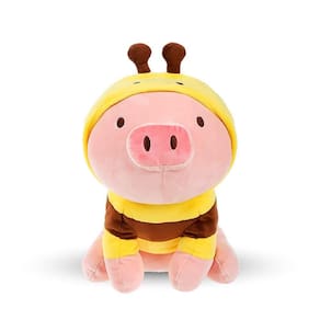 Peluche de pelúcia MINISO Sitting Piglet de 30 cm com capuz de vaca