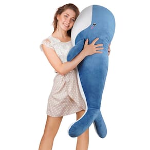 Almofada de baleia para animais de pelúcia CHDGIOHA Kawaii Blue 120cm