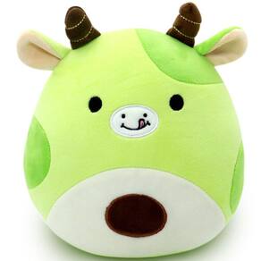 Almofada de brinquedo de pelúcia Gudisi Avocado Cow Green para crianças de 20 cm