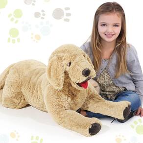 Bicho de pelúcia Geosar Dog Labrador Fluffy Plush 85 cm dourado