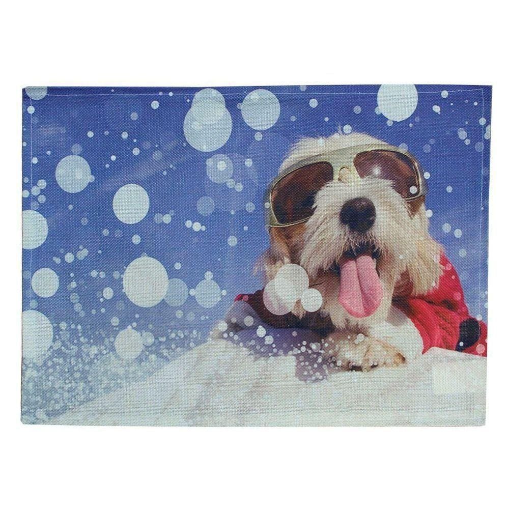 Jogo Americano Estampa Natal Cachorrinho Natalino 2 Peças