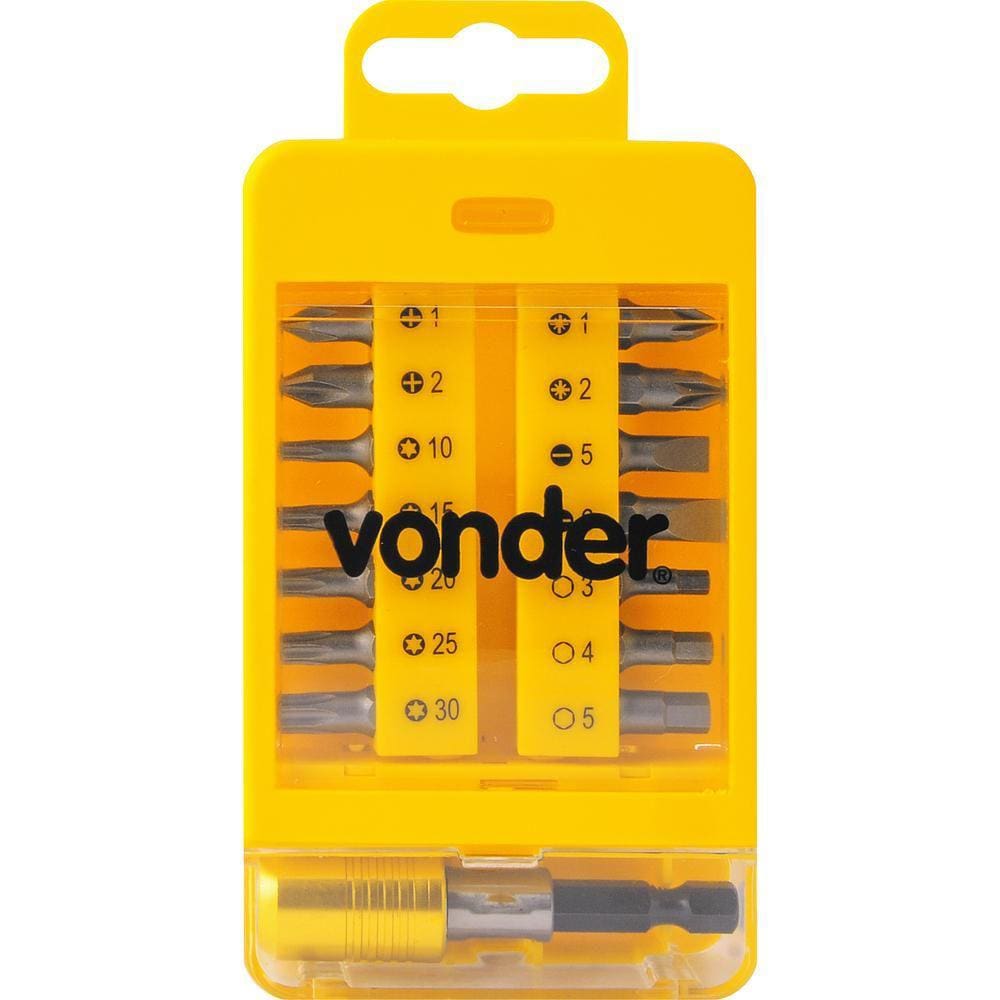 Bits/Ponteiras Vonder Crv com 15 peças Engate Rápido 1/4”