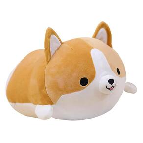 Almofada de pelúcia Fortuning`s JDS Corgi 35 cm de pelúcia marrom