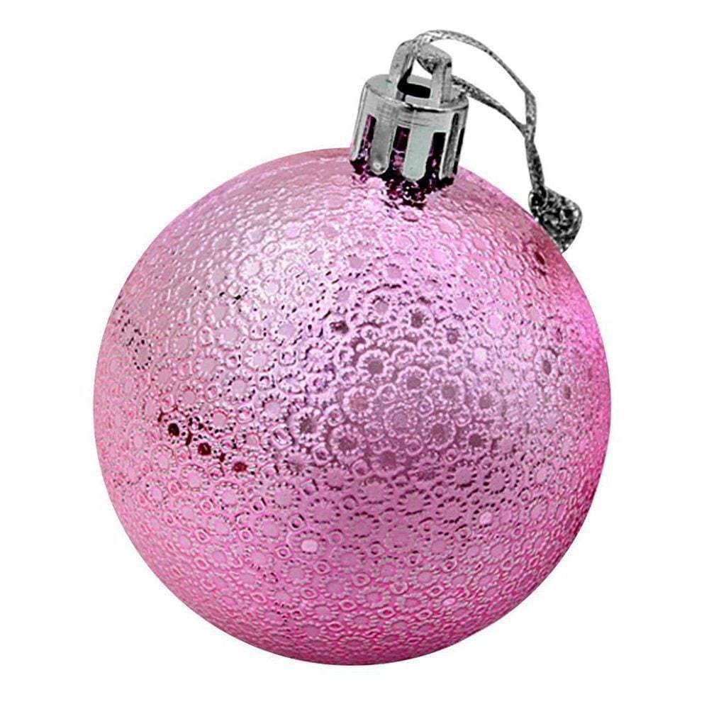 Kit 24 Bolas Enfeite Natalino árvore Natal 60mm Rosa