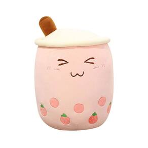 Almofada de pelúcia Angleliu Cartoon Bubble Tea 24/35 cm rosa