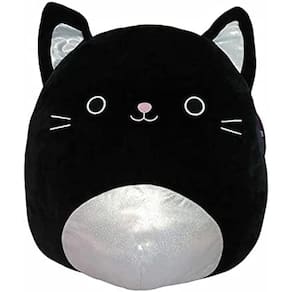 Almofada de pelúcia LuvMemo Black Cat 40 cm de poliéster para crianças