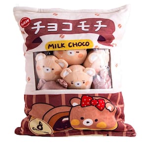 Bolsa de brinquedos de pelúcia e almofada Nenalayo Cute Chocolate Bear
