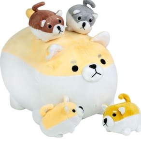 Brinquedo de pelúcia ARIIT Shiba Inu Dog com 4 filhotes 16