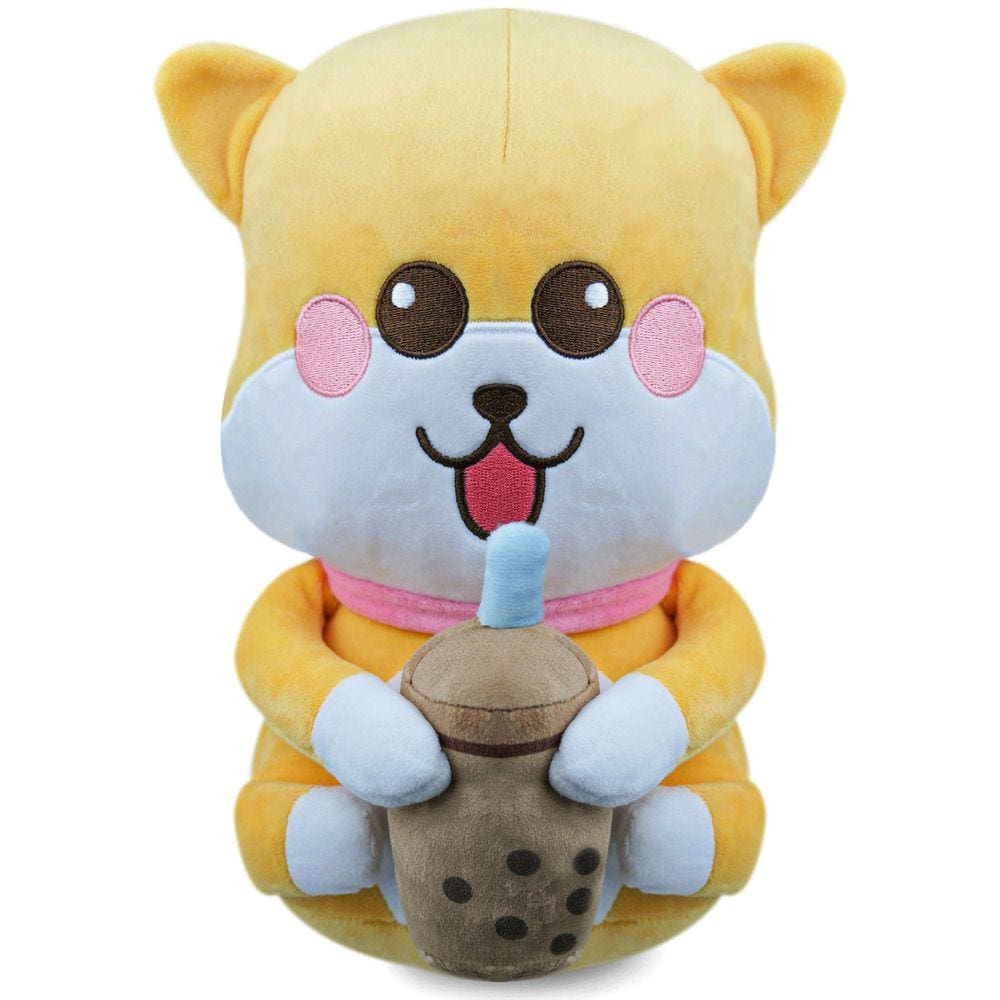 Almofada de pelúcia Gmleey Cute Corgi Boba Tea, 25 cm