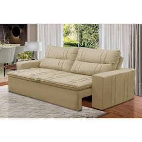 Sofá Retrátil e Reclinável 2 lugares com Molas 1,80m Eloa Suede Bege Madelina