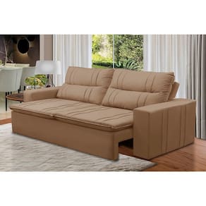 Sofá Retrátil e Reclinável 2 lugares com Molas 1,80m Eloa Suede Capuccino Madelina