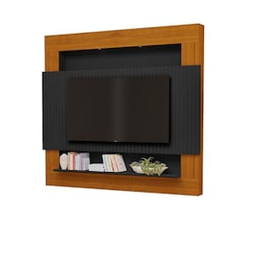Painel Ripado Com Led Para TV Até 75" Polegadas Milão Preto / Freijó Luapa