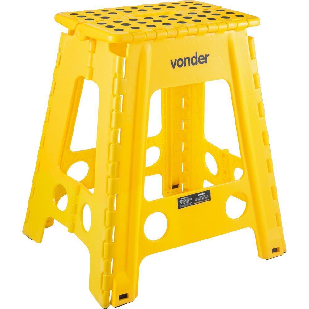 Banqueta Plástica Dobrável Amarela Altura 450 mm Vonder
