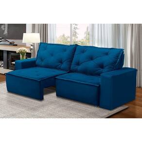 Sofá Retrátil e Reclinável 3 lugares com Molas 1,80m Alana Suede Azul Madelina