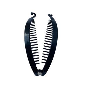 Kit 2 Presilhas De Cabelo Preta Estilo Banana Com Pente 14Cm