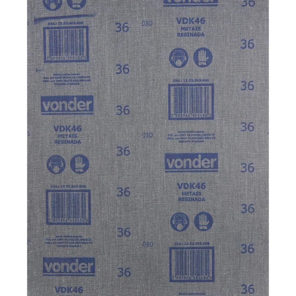 Lixa folha ferro g100 225x275mm vdk-46 com 50 peças - Vonder