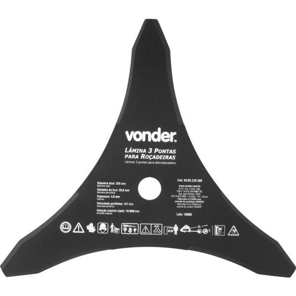 Lâmina 3 Pontas para Roçadeira 300x20,0x3,8mm - Vonder