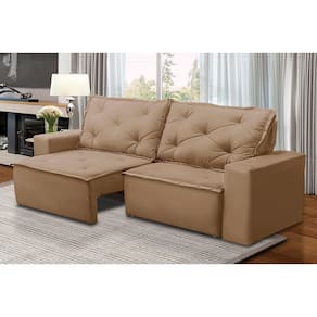 Sofá Retrátil e Reclinável 3 lugares com Molas 1,80m Alana Suede Capuccino Madelina